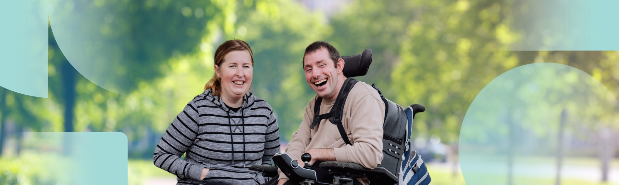 IMAGE: Image of client and Disability support worker in the park - they are talking and smiling