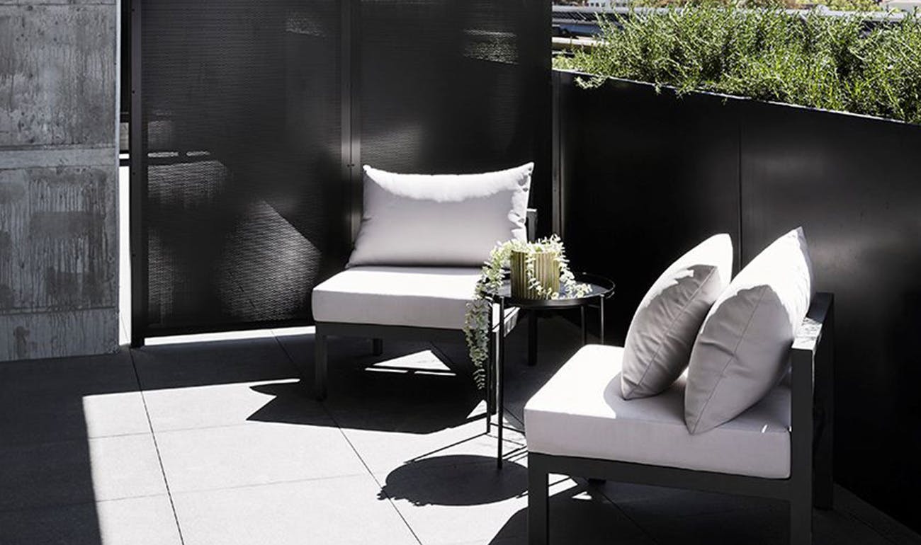 Image: Accommodation Vacancy - Melbourne CBD - Balcony with seating, ready to relax