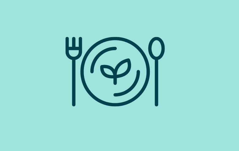ICON: Healthy plate of food with cutlery